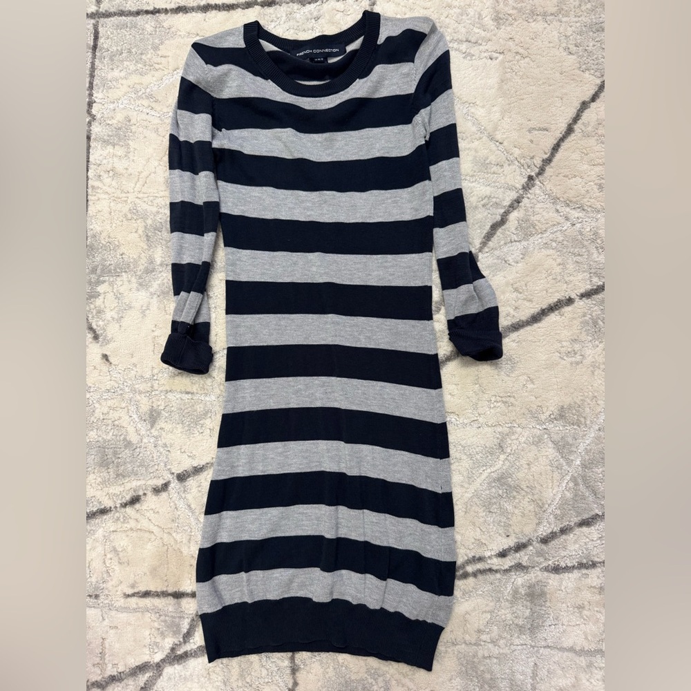 French Connection Striped 3/4 Sleeve Dress